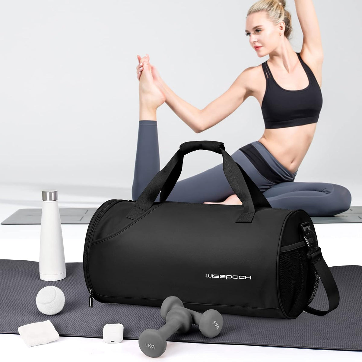 Gym Bag for Women and Men With Wet & Shoe Compartment - Small Duffle for Travel, Sport, Workout, Overnight Weekender - Carry-on Tote - Peacock Blue
