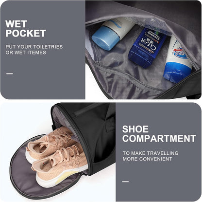 Gym Bag for Women and Men With Wet & Shoe Compartment - Small Duffle for Travel, Sport, Workout, Overnight Weekender - Carry-on Tote - Peacock Blue
