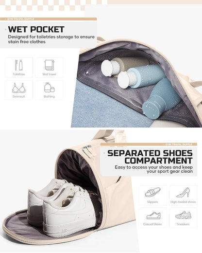 Gym Bag for Women and Men With Wet & Shoe Compartment - Small Duffle for Travel, Sport, Workout, Overnight Weekender - Carry-on Tote - Peacock Blue