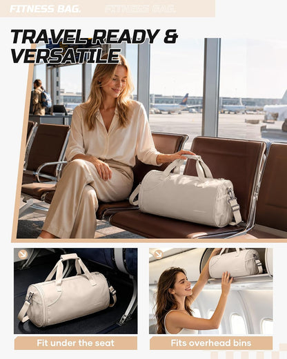 Gym Bag for Women and Men With Wet & Shoe Compartment - Small Duffle for Travel, Sport, Workout, Overnight Weekender - Carry-on Tote - Peacock Blue