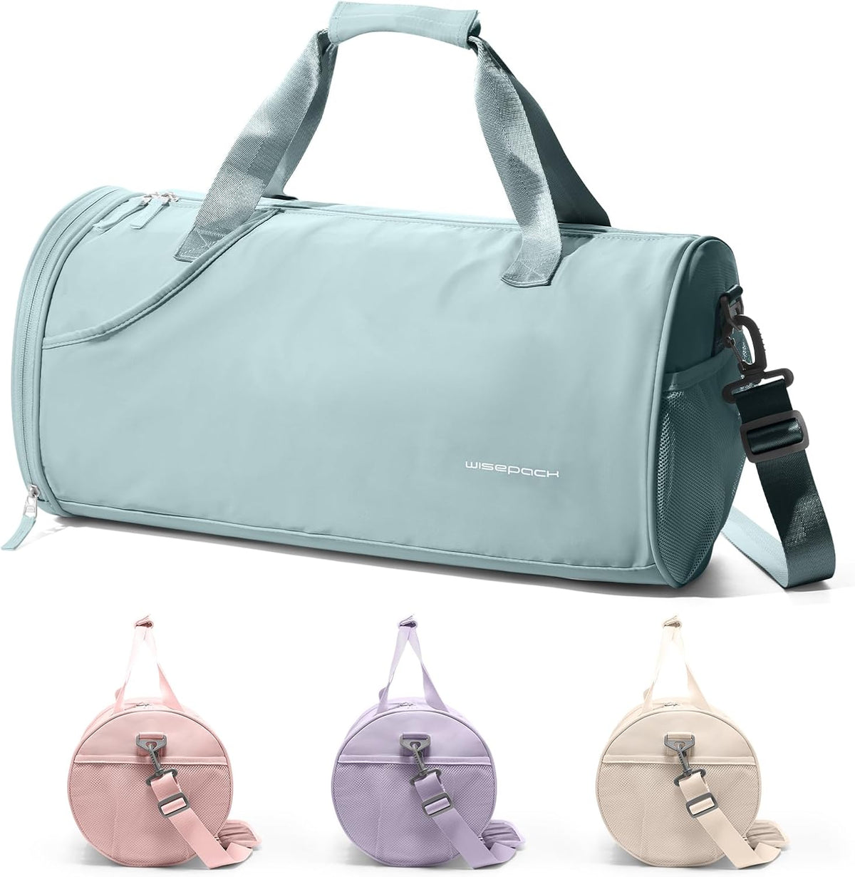 Gym Bag for Women and Men With Wet & Shoe Compartment - Small Duffle for Travel, Sport, Workout, Overnight Weekender - Carry-on Tote - Peacock Blue