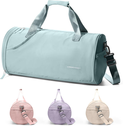 Gym Bag for Women and Men With Wet & Shoe Compartment - Small Duffle for Travel, Sport, Workout, Overnight Weekender - Carry-on Tote - Peacock Blue