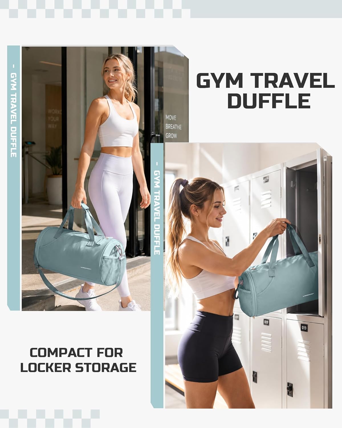 Gym Bag for Women and Men With Wet & Shoe Compartment - Small Duffle for Travel, Sport, Workout, Overnight Weekender - Carry-on Tote - Peacock Blue