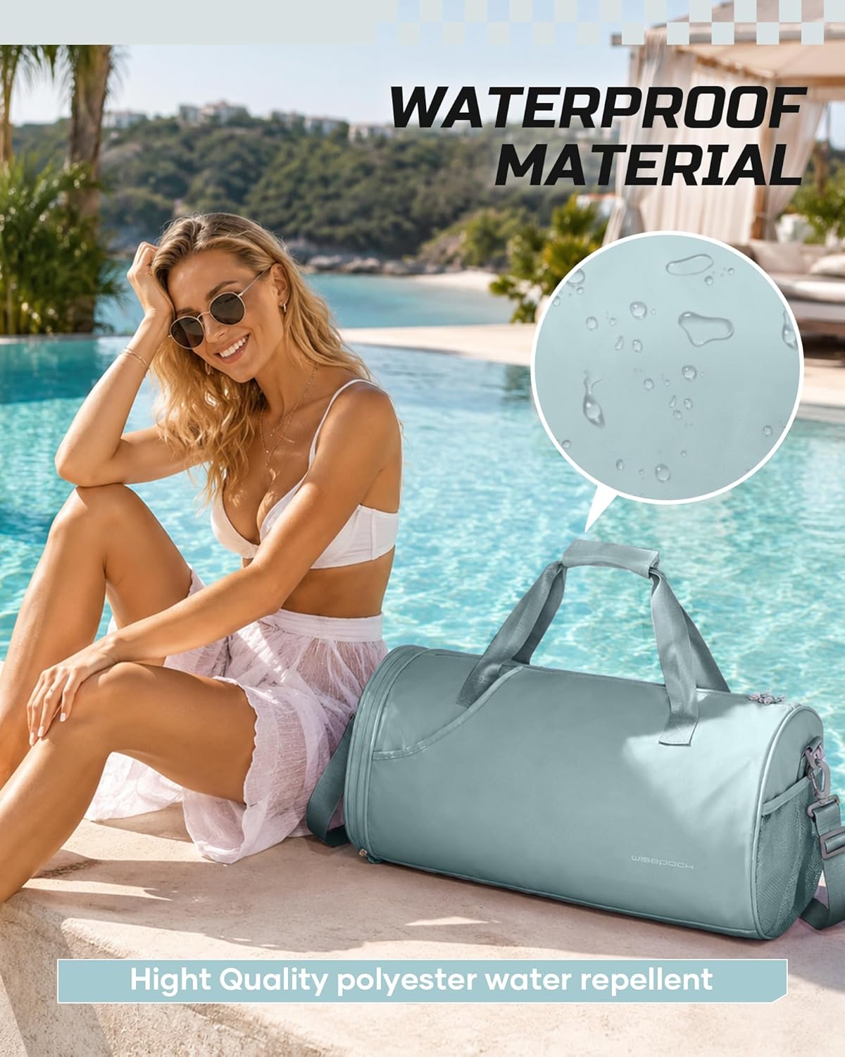 Gym Bag for Women and Men With Wet & Shoe Compartment - Small Duffle for Travel, Sport, Workout, Overnight Weekender - Carry-on Tote - Peacock Blue