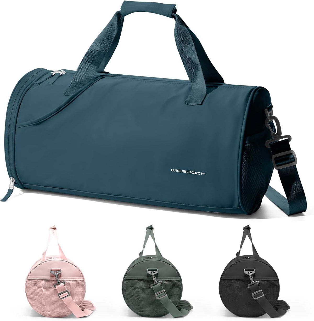 Gym Bag for Women and Men With Wet & Shoe Compartment - Small Duffle for Travel, Sport, Workout, Overnight Weekender - Carry-on Tote - Peacock Blue