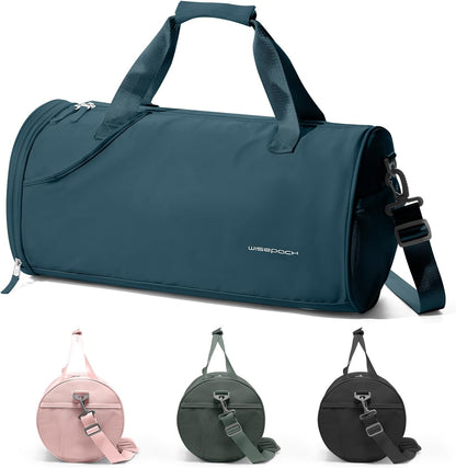Gym Bag for Women and Men With Wet & Shoe Compartment - Small Duffle for Travel, Sport, Workout, Overnight Weekender - Carry-on Tote - Peacock Blue