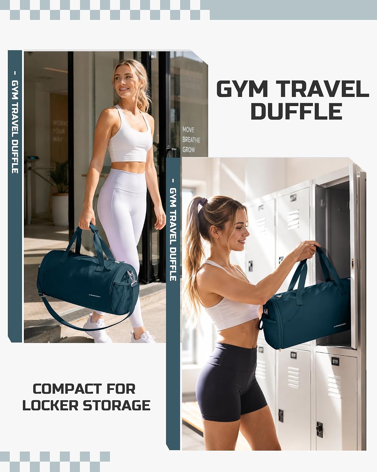 Gym Bag for Women and Men With Wet & Shoe Compartment - Small Duffle for Travel, Sport, Workout, Overnight Weekender - Carry-on Tote - Peacock Blue