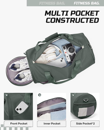 Gym Bag for Women and Men With Wet & Shoe Compartment - Small Duffle for Travel, Sport, Workout, Overnight Weekender - Carry-on Tote - Peacock Blue