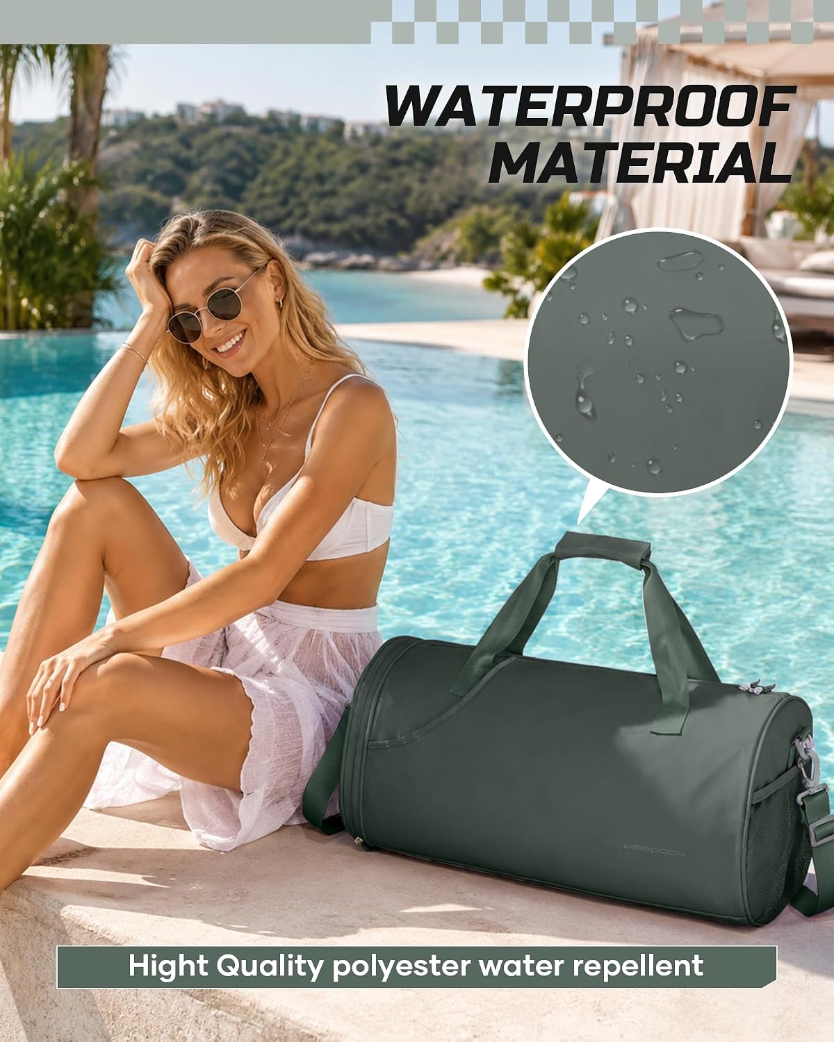 Gym Bag for Women and Men With Wet & Shoe Compartment - Small Duffle for Travel, Sport, Workout, Overnight Weekender - Carry-on Tote - Peacock Blue
