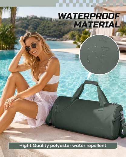 Gym Bag for Women and Men With Wet & Shoe Compartment - Small Duffle for Travel, Sport, Workout, Overnight Weekender - Carry-on Tote - Peacock Blue