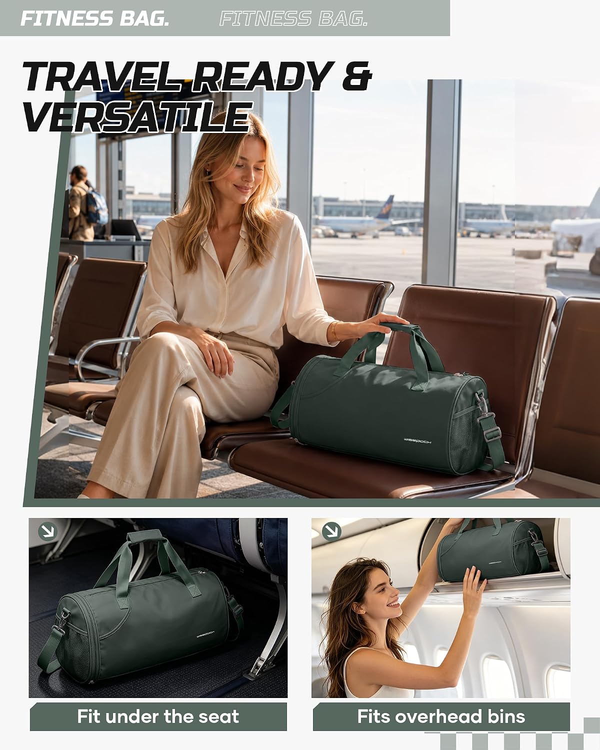 Gym Bag for Women and Men With Wet & Shoe Compartment - Small Duffle for Travel, Sport, Workout, Overnight Weekender - Carry-on Tote - Peacock Blue