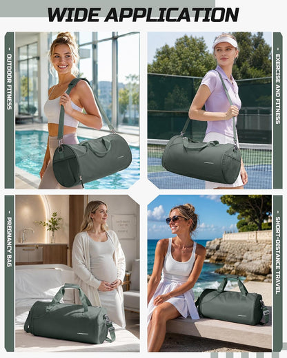 Gym Bag for Women and Men With Wet & Shoe Compartment - Small Duffle for Travel, Sport, Workout, Overnight Weekender - Carry-on Tote - Peacock Blue