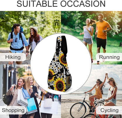 Fashion Sling Shoulder Backpack, Bag, Rustic Lodge Bear Moose Chest Sling Shoulder Backpacks Bags, Gym Bags Sack Daypack Outdoor Backpack for Men Women