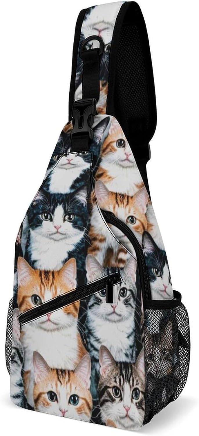 Fashion Sling Shoulder Backpack, Bag, Rustic Lodge Bear Moose Chest Sling Shoulder Backpacks Bags, Gym Bags Sack Daypack Outdoor Backpack for Men Women