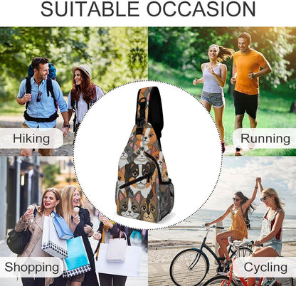 Fashion Sling Shoulder Backpack, Bag, Rustic Lodge Bear Moose Chest Sling Shoulder Backpacks Bags, Gym Bags Sack Daypack Outdoor Backpack for Men Women