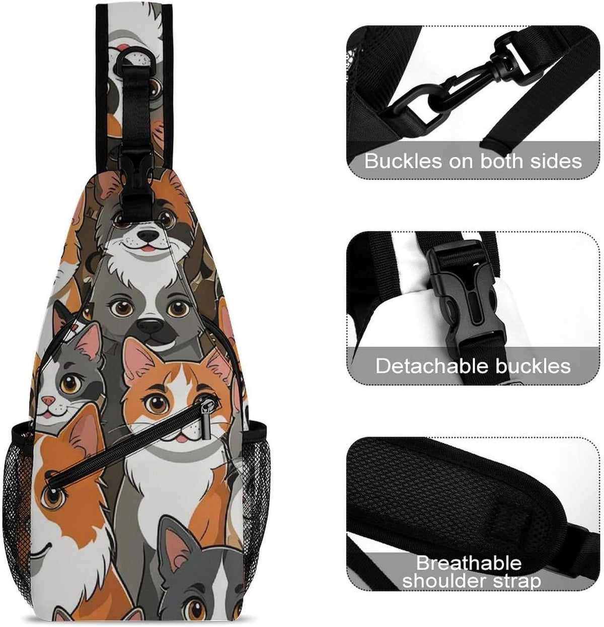 Fashion Sling Shoulder Backpack, Bag, Rustic Lodge Bear Moose Chest Sling Shoulder Backpacks Bags, Gym Bags Sack Daypack Outdoor Backpack for Men Women