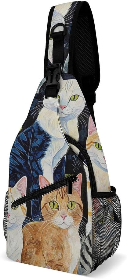 Fashion Sling Shoulder Backpack, Bag, Rustic Lodge Bear Moose Chest Sling Shoulder Backpacks Bags, Gym Bags Sack Daypack Outdoor Backpack for Men Women