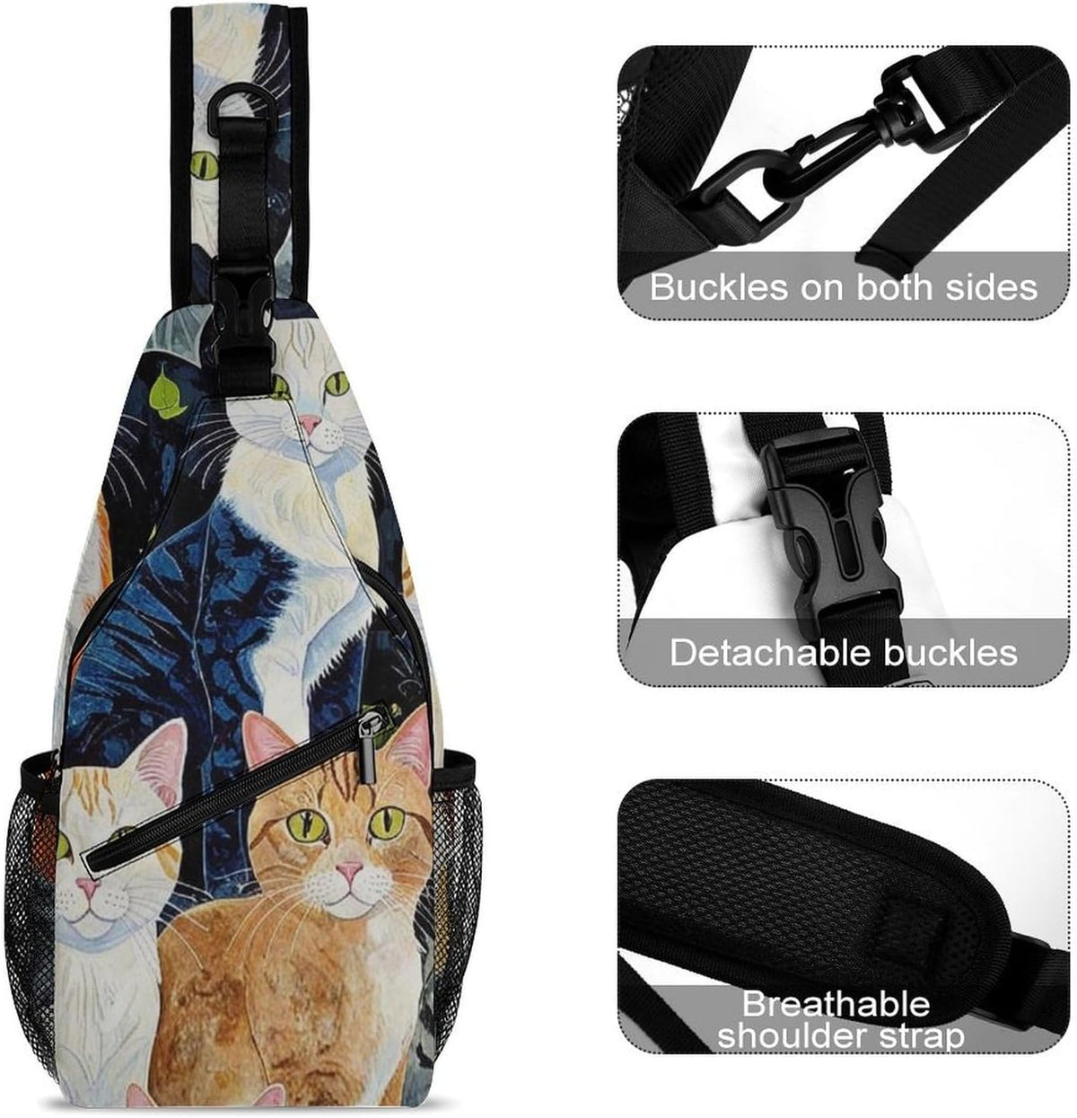 Fashion Sling Shoulder Backpack, Bag, Rustic Lodge Bear Moose Chest Sling Shoulder Backpacks Bags, Gym Bags Sack Daypack Outdoor Backpack for Men Women