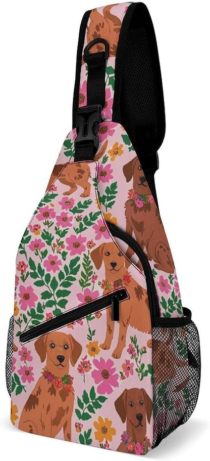 Fashion Sling Shoulder Backpack, Bag, Rustic Lodge Bear Moose Chest Sling Shoulder Backpacks Bags, Gym Bags Sack Daypack Outdoor Backpack for Men Women