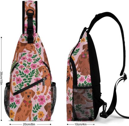 Fashion Sling Shoulder Backpack, Bag, Rustic Lodge Bear Moose Chest Sling Shoulder Backpacks Bags, Gym Bags Sack Daypack Outdoor Backpack for Men Women