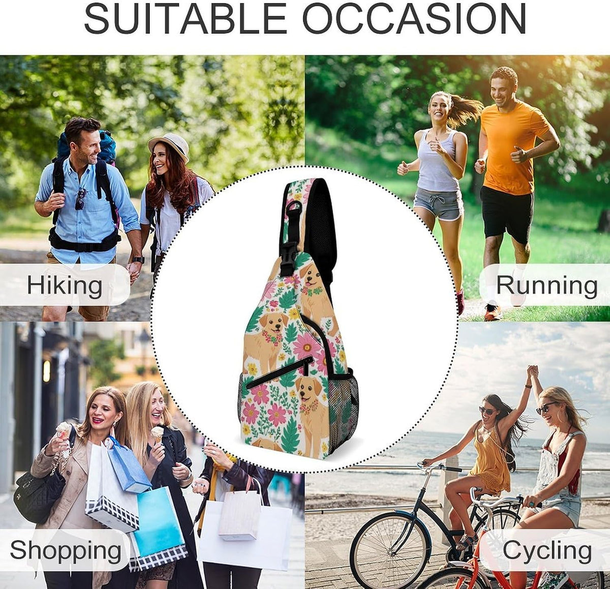 Fashion Sling Shoulder Backpack, Bag, Rustic Lodge Bear Moose Chest Sling Shoulder Backpacks Bags, Gym Bags Sack Daypack Outdoor Backpack for Men Women