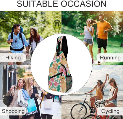 Fashion Sling Shoulder Backpack, Bag, Rustic Lodge Bear Moose Chest Sling Shoulder Backpacks Bags, Gym Bags Sack Daypack Outdoor Backpack for Men Women