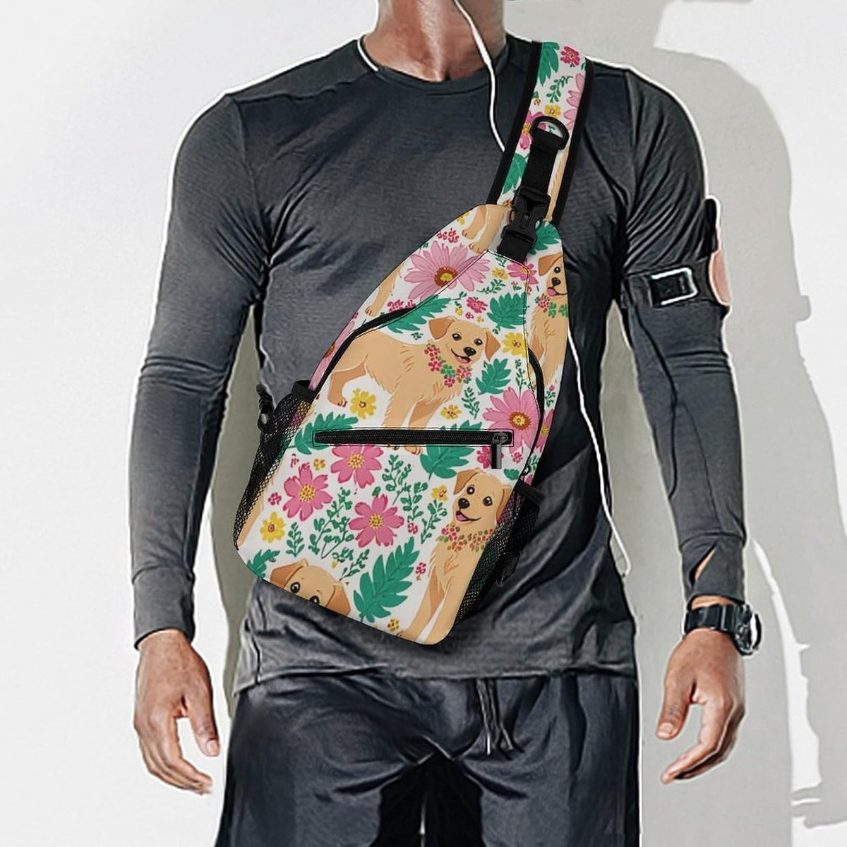 Fashion Sling Shoulder Backpack, Bag, Rustic Lodge Bear Moose Chest Sling Shoulder Backpacks Bags, Gym Bags Sack Daypack Outdoor Backpack for Men Women