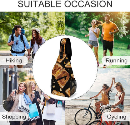 Fashion Sling Shoulder Backpack, Bag, Rustic Lodge Bear Moose Chest Sling Shoulder Backpacks Bags, Gym Bags Sack Daypack Outdoor Backpack for Men Women