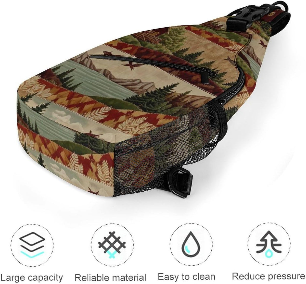 Fashion Sling Shoulder Backpack, Bag, Rustic Lodge Bear Moose Chest Sling Shoulder Backpacks Bags, Gym Bags Sack Daypack Outdoor Backpack for Men Women