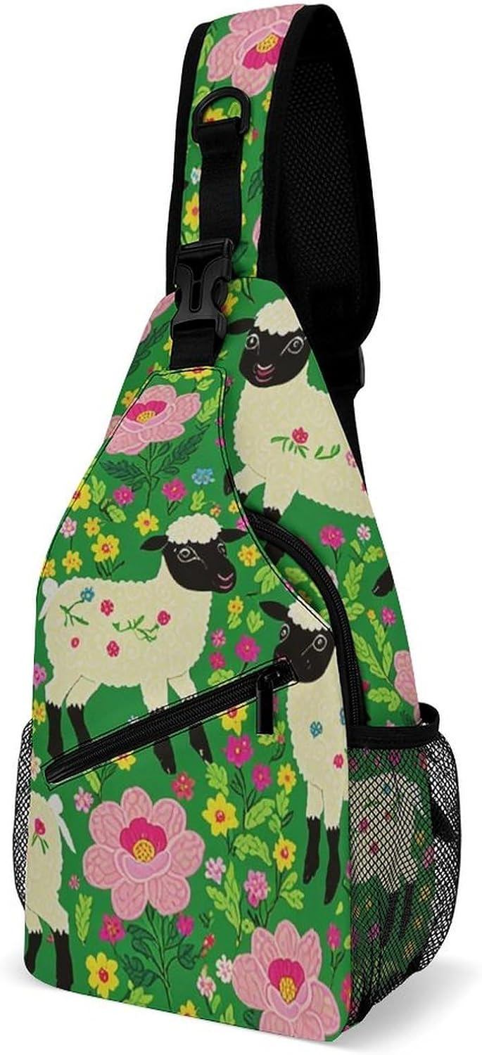 Fashion Sling Shoulder Backpack, Bag, Rustic Lodge Bear Moose Chest Sling Shoulder Backpacks Bags, Gym Bags Sack Daypack Outdoor Backpack for Men Women