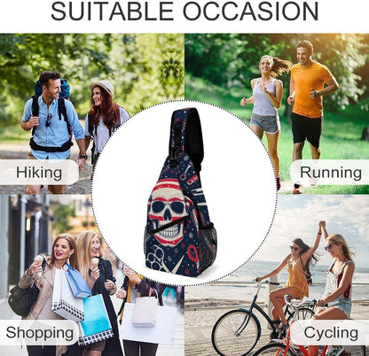 Fashion Sling Shoulder Backpack, Bag, Rustic Lodge Bear Moose Chest Sling Shoulder Backpacks Bags, Gym Bags Sack Daypack Outdoor Backpack for Men Women