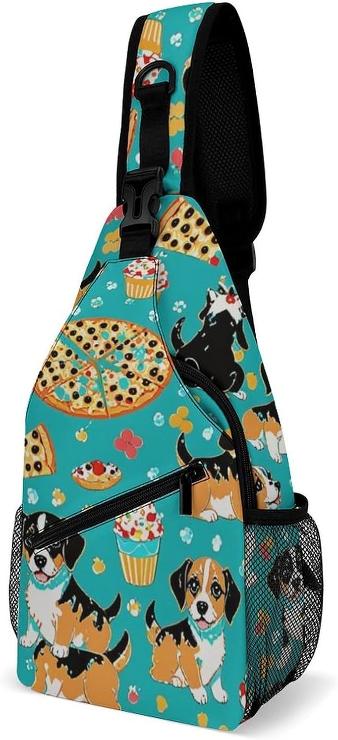 Fashion Sling Shoulder Backpack, Bag, Rustic Lodge Bear Moose Chest Sling Shoulder Backpacks Bags, Gym Bags Sack Daypack Outdoor Backpack for Men Women