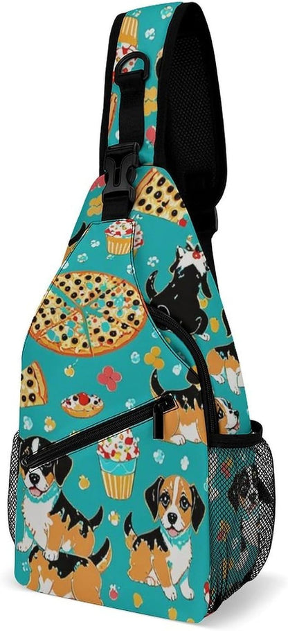 Fashion Sling Shoulder Backpack, Bag, Rustic Lodge Bear Moose Chest Sling Shoulder Backpacks Bags, Gym Bags Sack Daypack Outdoor Backpack for Men Women