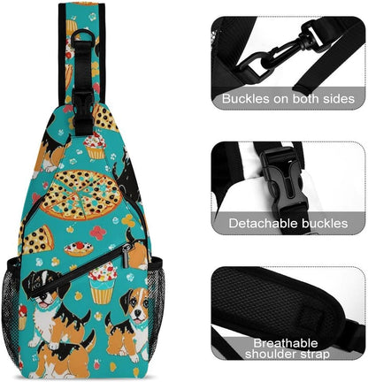 Fashion Sling Shoulder Backpack, Bag, Rustic Lodge Bear Moose Chest Sling Shoulder Backpacks Bags, Gym Bags Sack Daypack Outdoor Backpack for Men Women