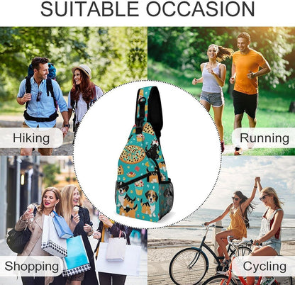 Fashion Sling Shoulder Backpack, Bag, Rustic Lodge Bear Moose Chest Sling Shoulder Backpacks Bags, Gym Bags Sack Daypack Outdoor Backpack for Men Women