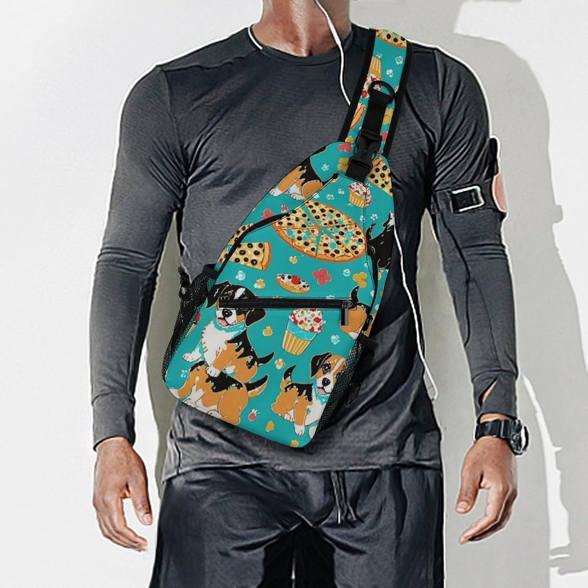 Fashion Sling Shoulder Backpack, Bag, Rustic Lodge Bear Moose Chest Sling Shoulder Backpacks Bags, Gym Bags Sack Daypack Outdoor Backpack for Men Women