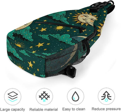 Fashion Sling Shoulder Backpack, Bag, Rustic Lodge Bear Moose Chest Sling Shoulder Backpacks Bags, Gym Bags Sack Daypack Outdoor Backpack for Men Women