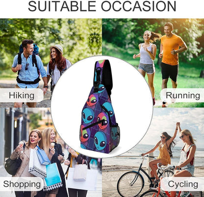 Fashion Sling Shoulder Backpack, Bag, Rustic Lodge Bear Moose Chest Sling Shoulder Backpacks Bags, Gym Bags Sack Daypack Outdoor Backpack for Men Women