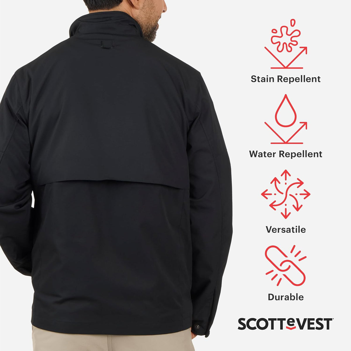 Epic Travel Jacket for Men - 24 Hidden Pockets - Soft Shell Coat - Pickpocket Proof Clothing