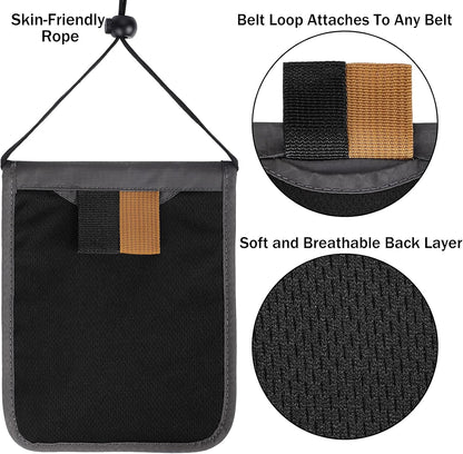 Travel Neck Pouch Passport Holder with RFID Blocking, Under Clothing Anti-Theft Wallet for Men Women, Secure Document Organizer with Multiple Compartments and Adjustable Strap(Dark Grey)