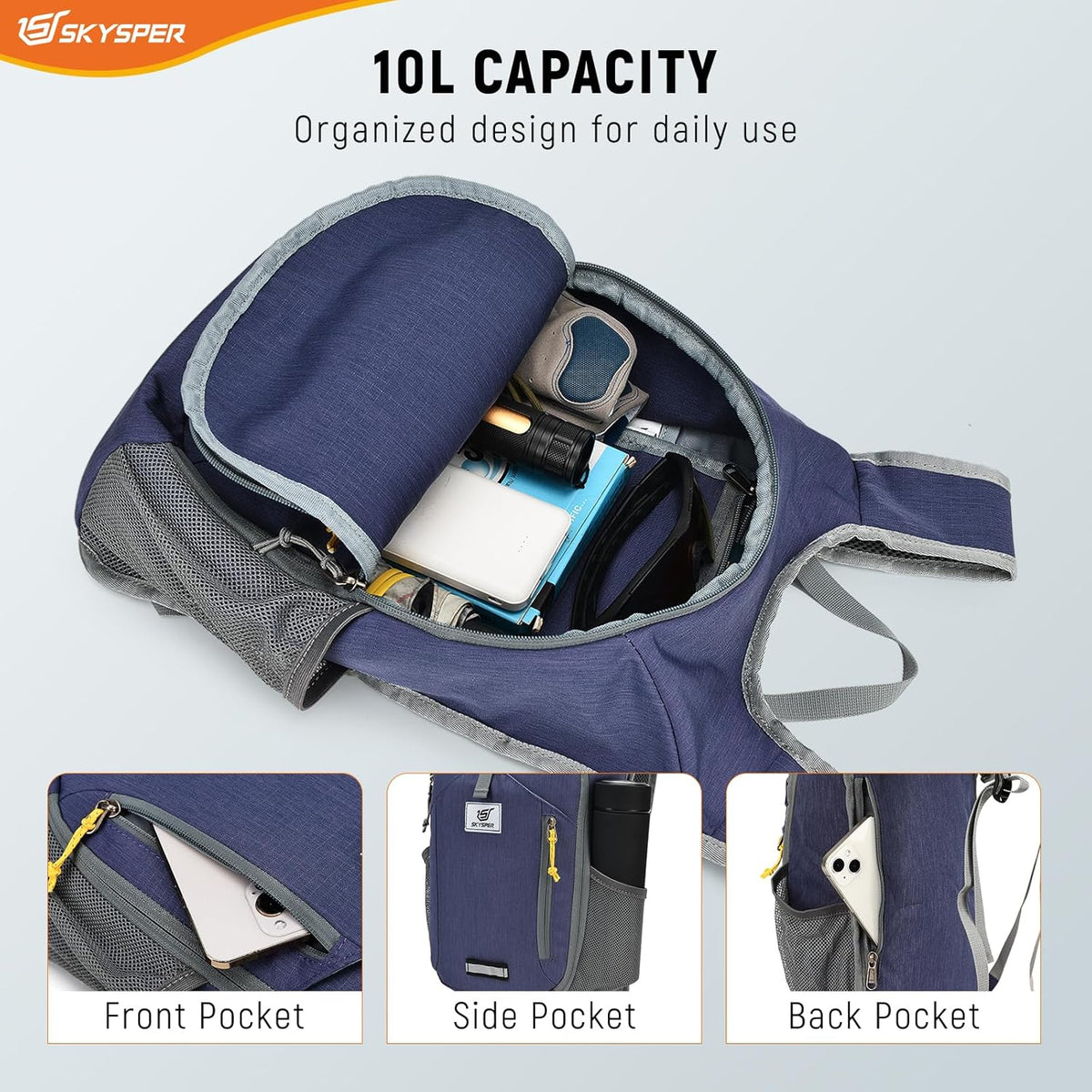 10L Hiking Backpack Small Foldable Daypack Packable Lightweight Hiking Daypack Travel Day Pack for Women Men