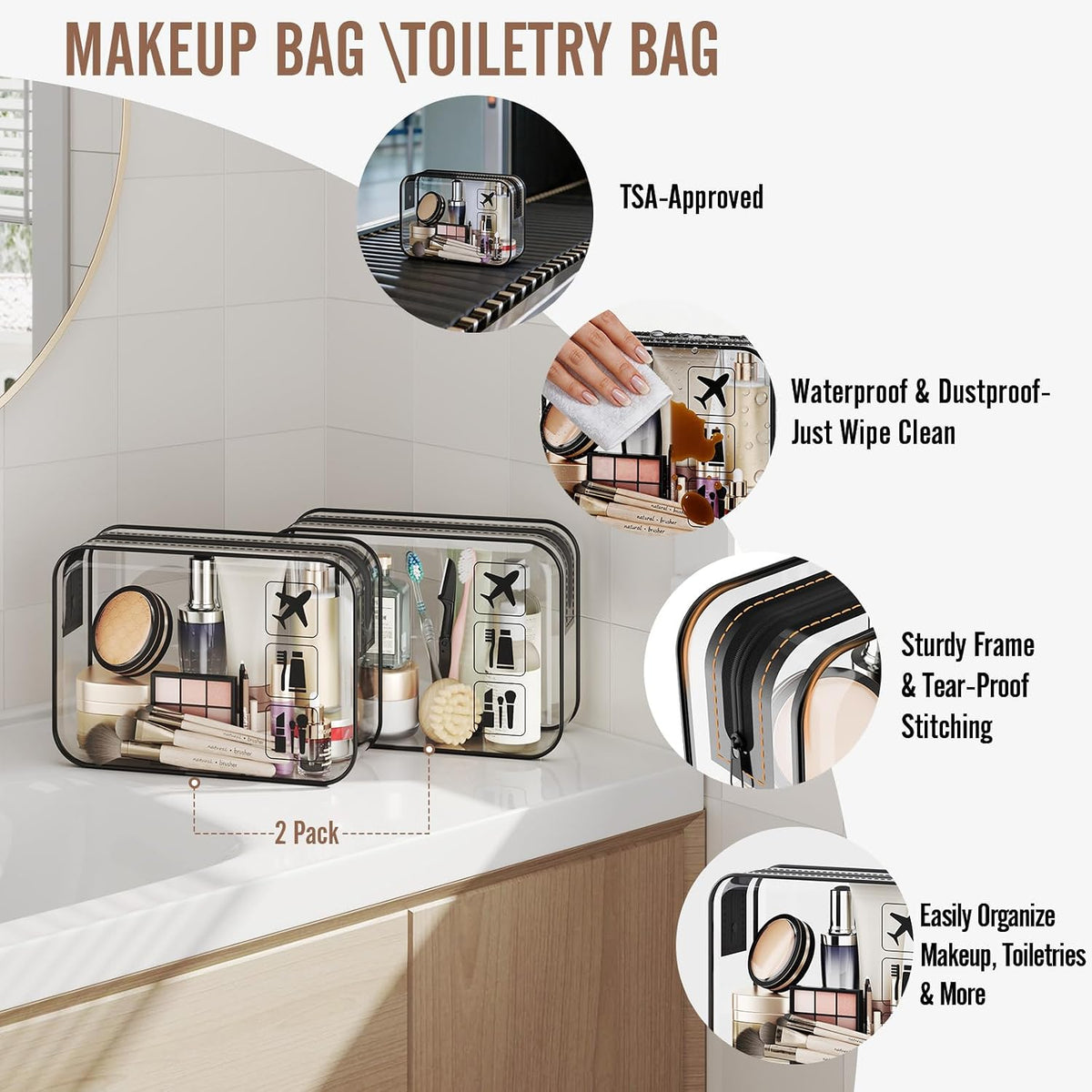 11 Set Packing Cubes for Travel,Anti-Wrinkle Buckled Suitcase Organizer with Shoe,Toiletry,Makeup Bag,Carry On Luggage Bag with 99+ Count Mesh Holes for Airplane & College Dorm Essentials