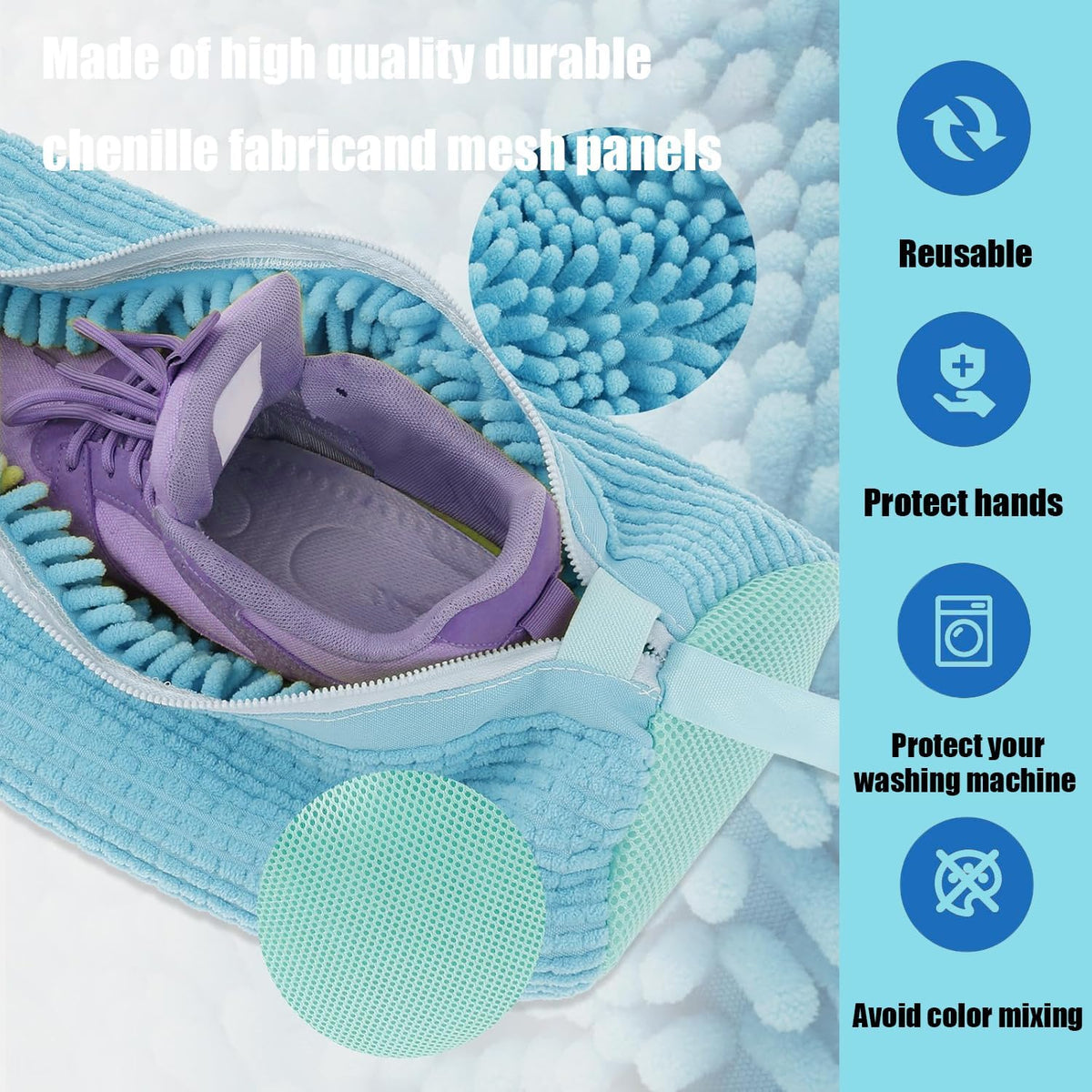2 Pack Shoe Washing Machine Bag, Grey | Mesh Laundry Bags, For Travel, Reusable, All Shoe Sizes
