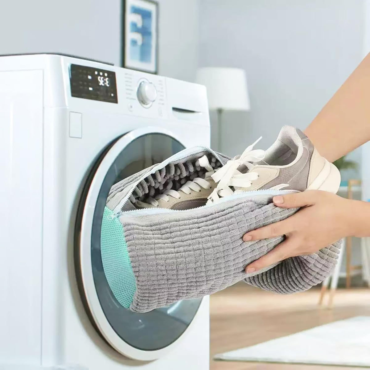 2 Pack Shoe Washing Machine Bag, Grey | Mesh Laundry Bags, For Travel, Reusable, All Shoe Sizes