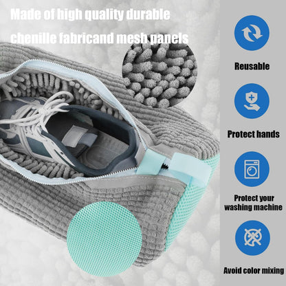2 Pack Shoe Washing Machine Bag, Grey | Mesh Laundry Bags, For Travel, Reusable, All Shoe Sizes