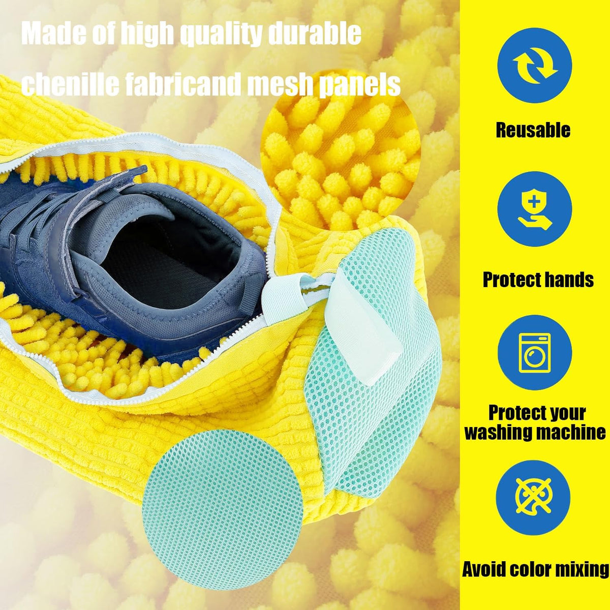 2 Pack Shoe Washing Machine Bag, Grey | Mesh Laundry Bags, For Travel, Reusable, All Shoe Sizes