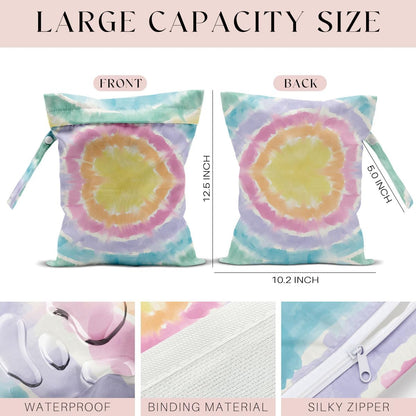 Rainbow Heart Wet Bag, Wet Dry Bag, Travel Vacation Beach Pool Swimsuit Weekend Bags Trip Gifts Makeup Bags Bachelorette Party Bestie Gifts for Women Sister Friends