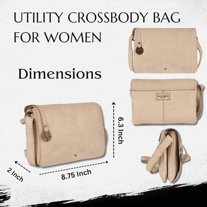 Genuine Italian Leather Small Crossbody Sling Bag – Trendy Casual Office Bag with Adjustable Strap