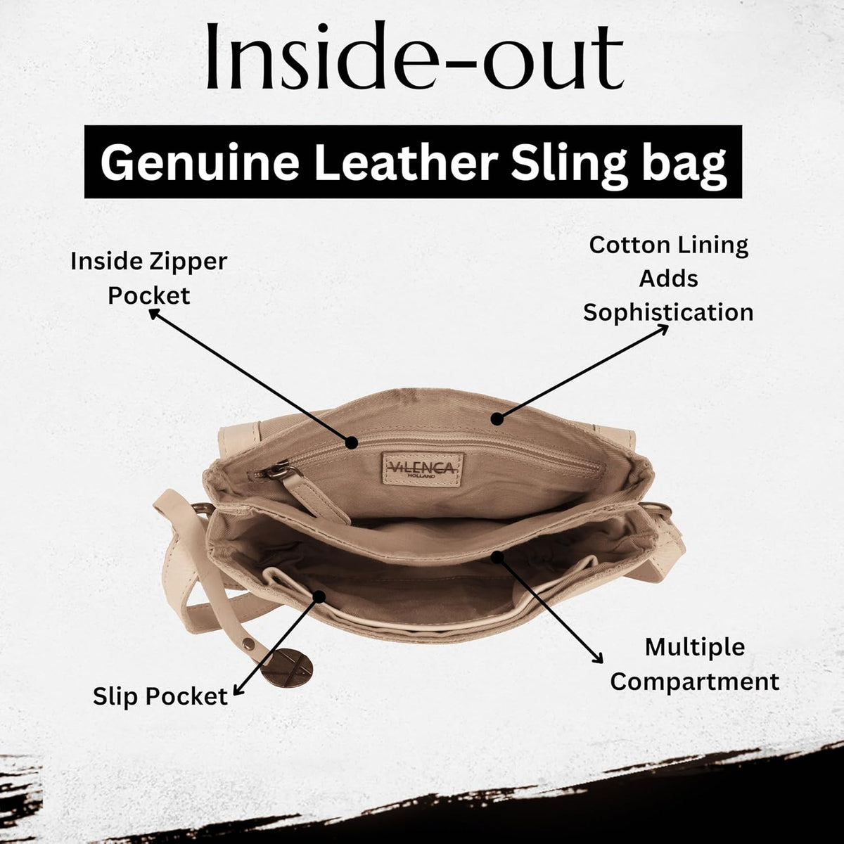 Genuine Italian Leather Small Crossbody Sling Bag – Trendy Casual Office Bag with Adjustable Strap
