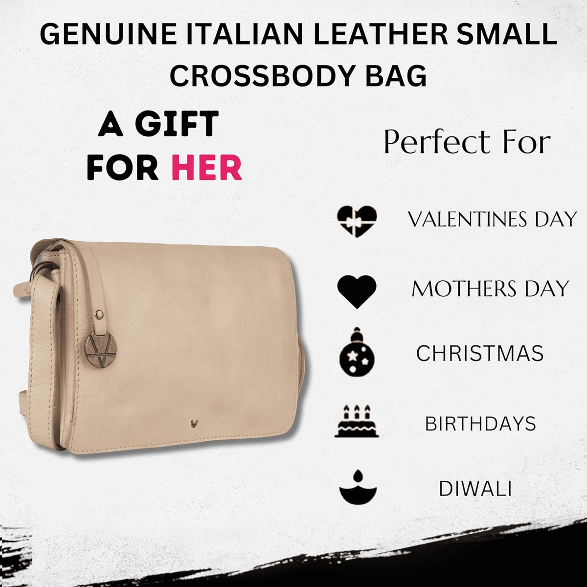 Genuine Italian Leather Small Crossbody Sling Bag – Trendy Casual Office Bag with Adjustable Strap